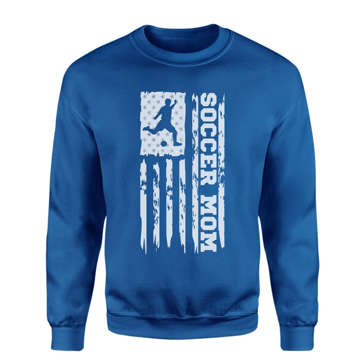 Soccer Mom Vertical Flag on a Sweatshirt with a White Graphic