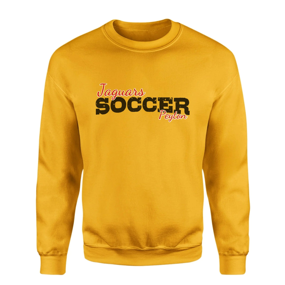 Custom Soccer Mascot and Soccer Player Name on a Sweatshirt with a Black Graphic