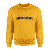 Custom Soccer Mascot and Soccer Player Name on a Sweatshirt with a Black Graphic