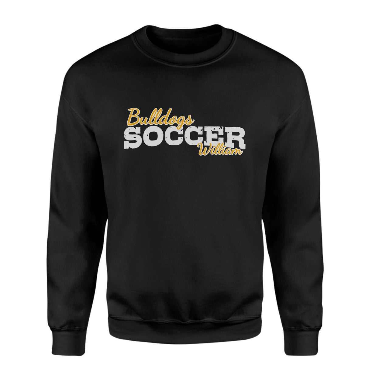 Custom Soccer Mascot and Soccer Player Name on a Sweatshirt with a White Graphic