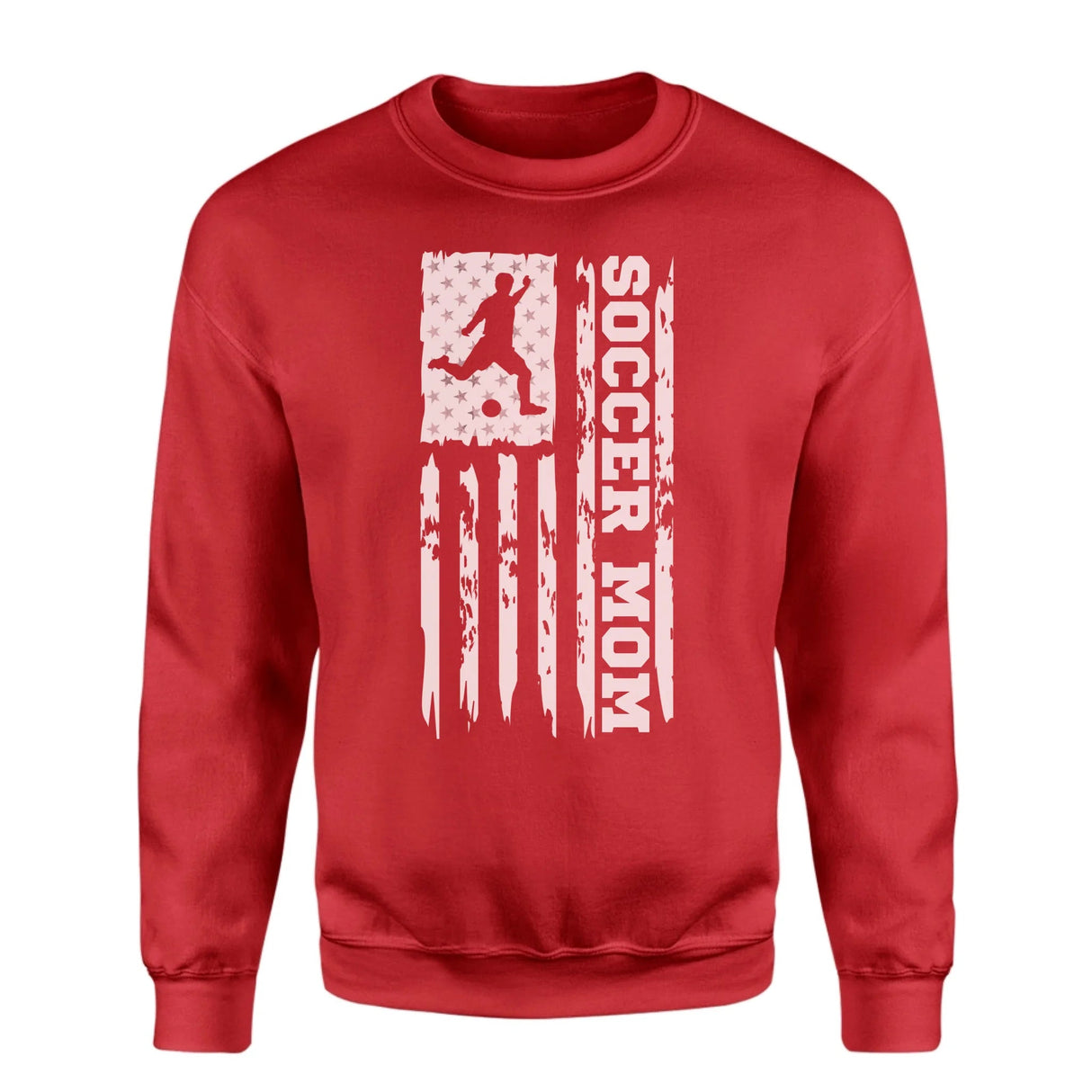 Soccer Mom Vertical Flag on a Sweatshirt with a White Graphic