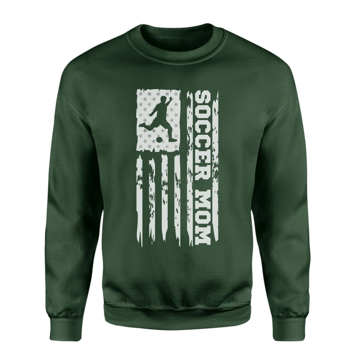 Soccer Mom Vertical Flag on a Sweatshirt with a White Graphic