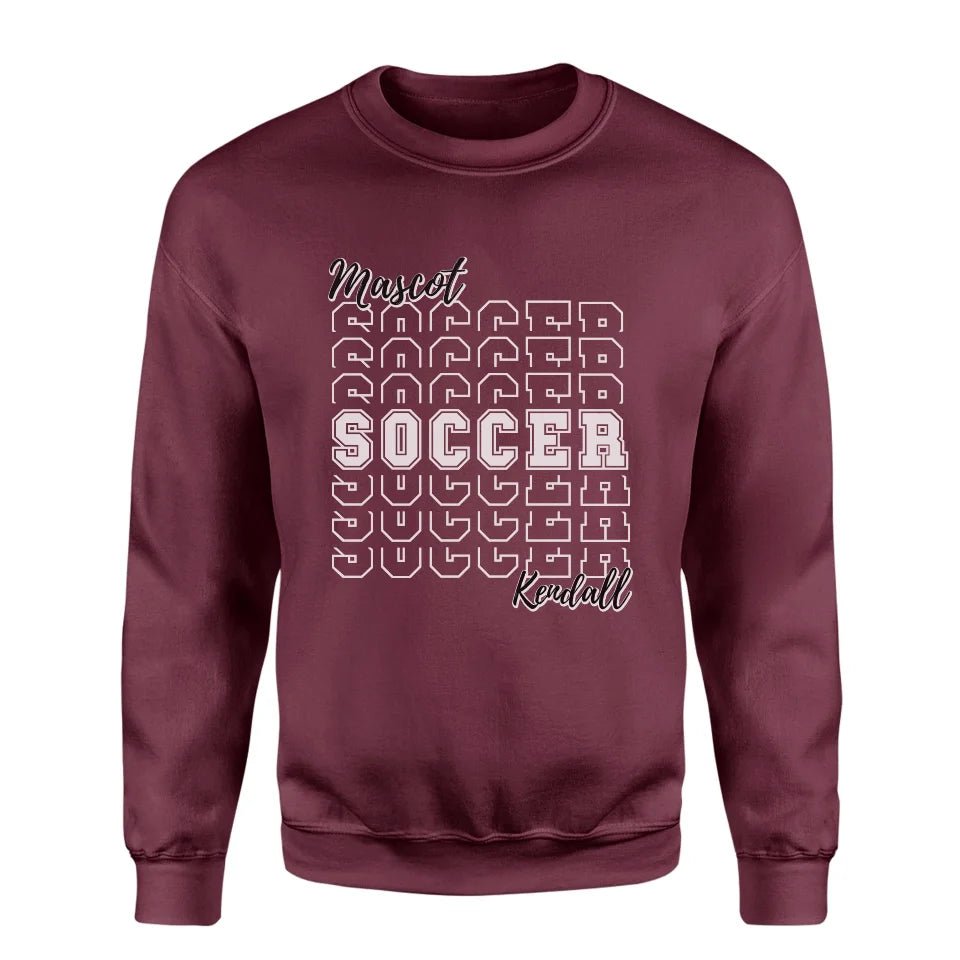 Custom Soccer on a Sweatshirt With Mascot and Soccer Player Name on a Sweatshirt