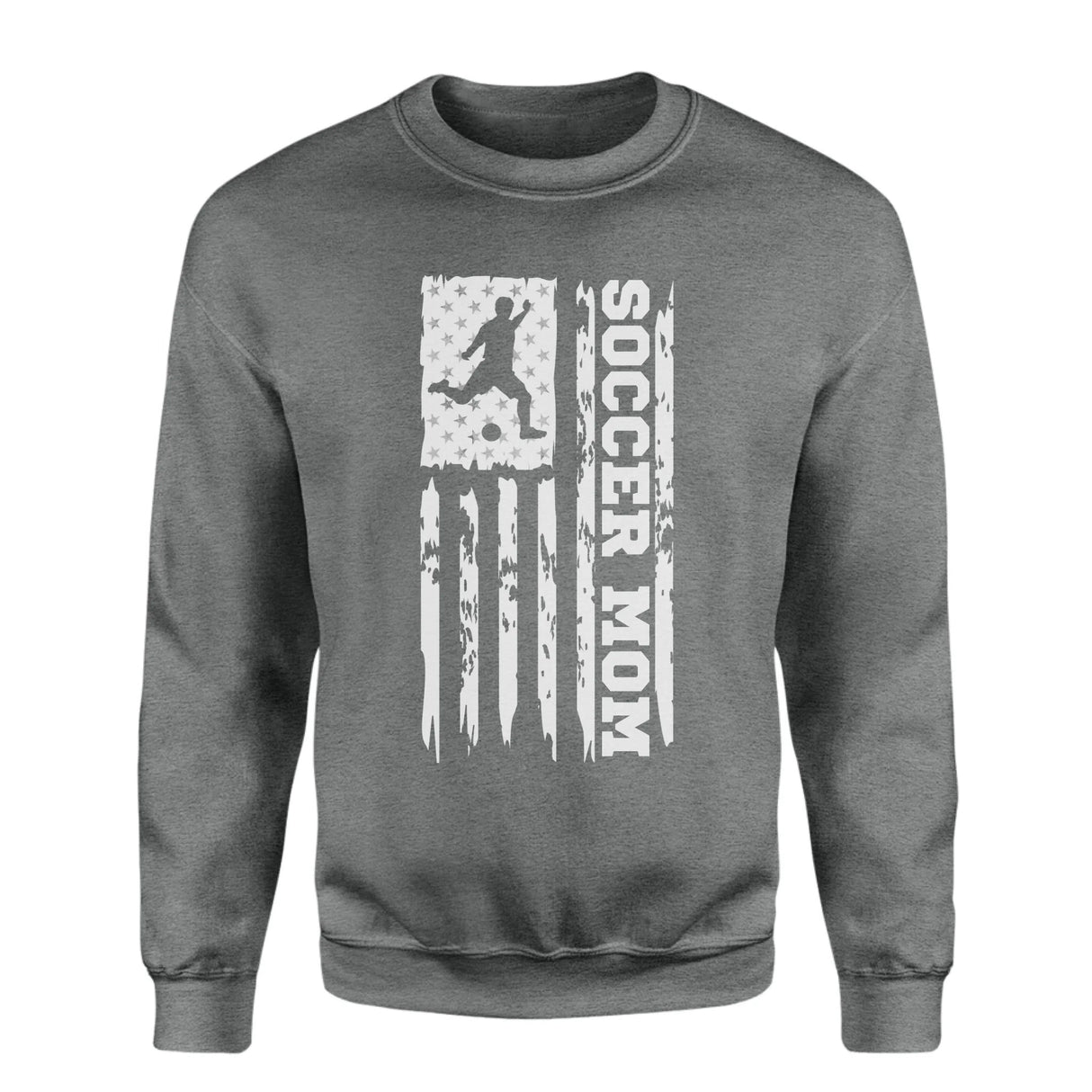 Soccer Mom Vertical Flag on a Sweatshirt with a White Graphic