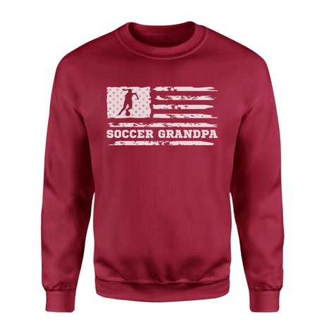 Soccer Grandpa Horizontal Flag on a Sweatshirt with a White Graphic