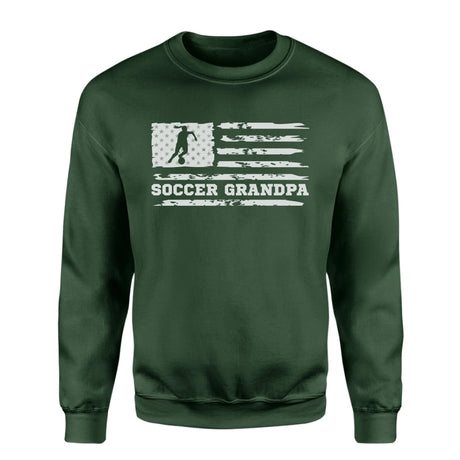 Soccer Grandpa Horizontal Flag on a Sweatshirt with a White Graphic