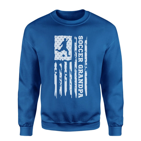 Soccer Grandpa Vertical Flag on a Sweatshirt with a White Graphic