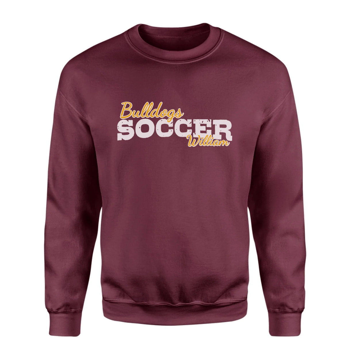Custom Soccer Mascot and Soccer Player Name on a Sweatshirt with a White Graphic