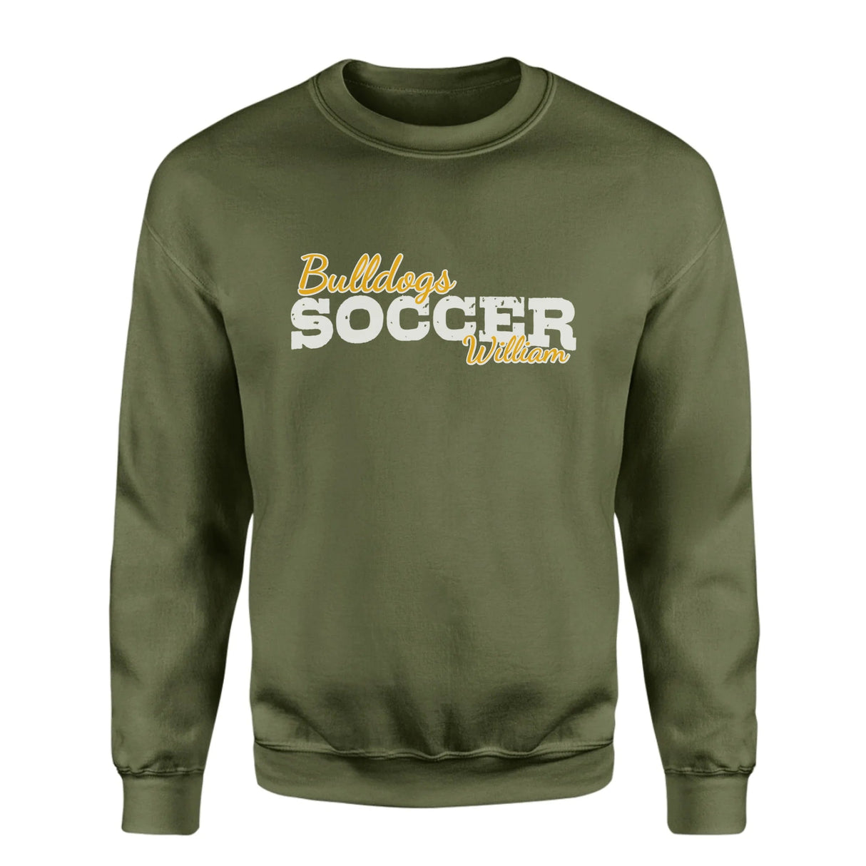 Custom Soccer Mascot and Soccer Player Name on a Sweatshirt with a White Graphic