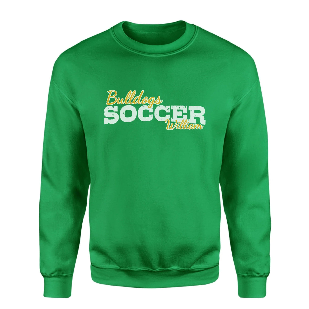 Custom Soccer Mascot and Soccer Player Name on a Sweatshirt with a White Graphic