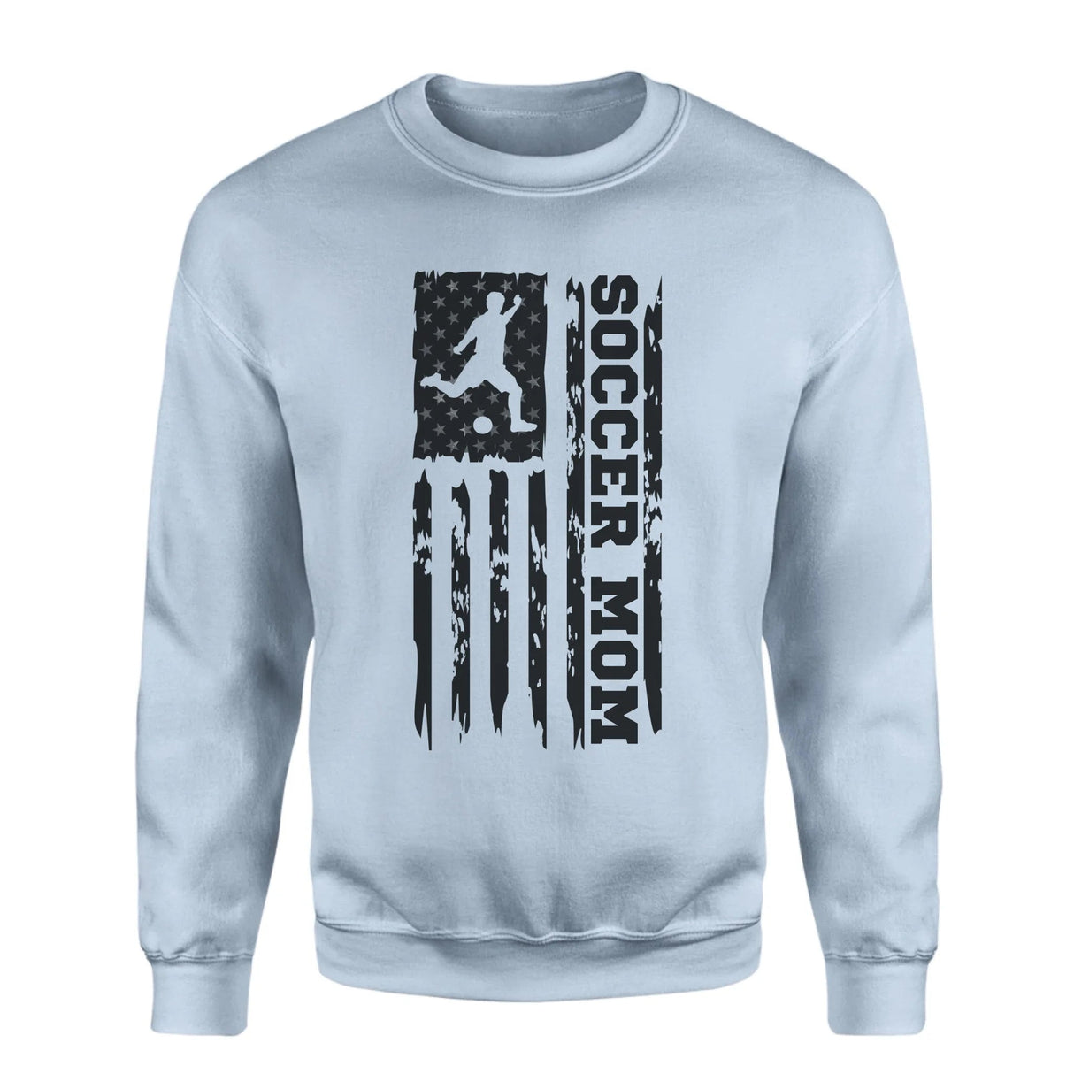 Soccer Mom Vertical Flag on a Sweatshirt with a Black Graphic