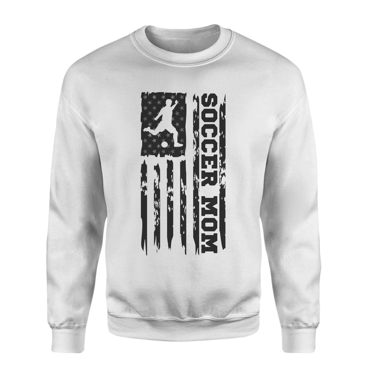Soccer Mom Vertical Flag on a Sweatshirt with a Black Graphic