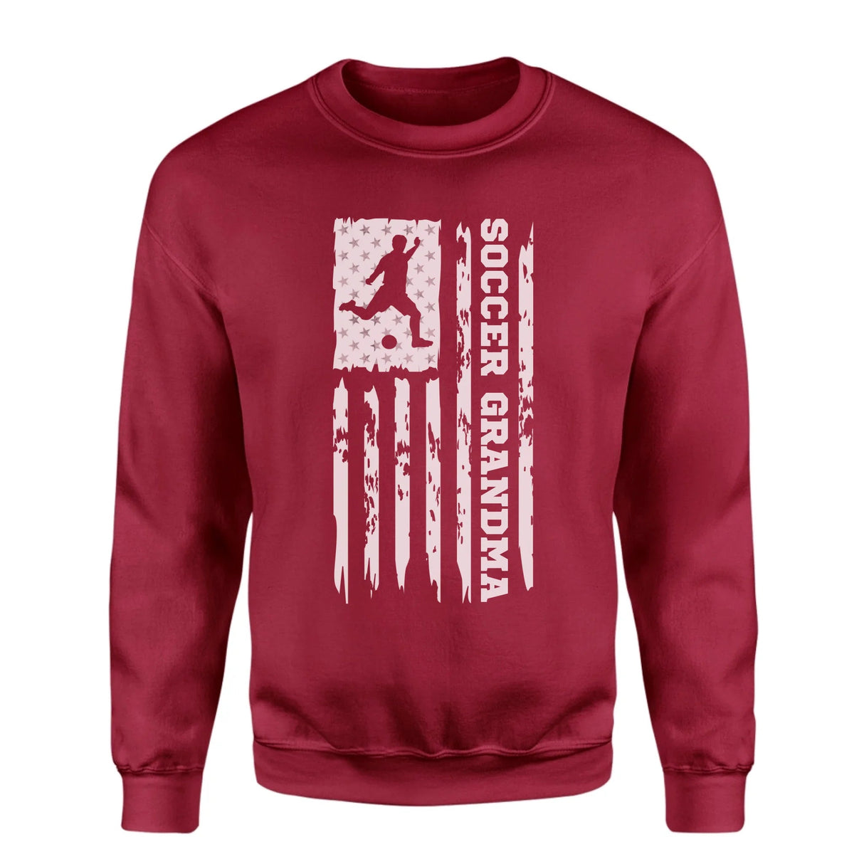 Soccer Grandma Vertical Flag on a Sweatshirt with a White Graphic
