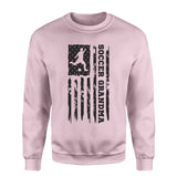 Soccer Grandma Vertical Flag on a Sweatshirt with a Black Graphic