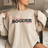 Custom Soccer Mascot and Soccer Player Name on a Sweatshirt with a Black Graphic