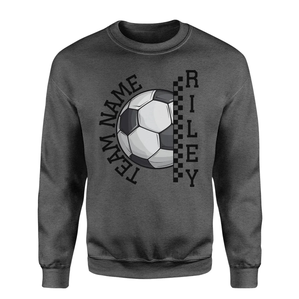 Personalized Soccer on a Sweatshirt With Team and Soccer Player Name on a Sweatshirt