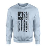 Soccer Grandma Vertical Flag on a Sweatshirt with a Black Graphic