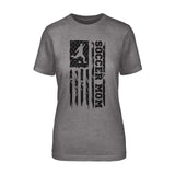 Soccer Mom Vertical Flag on a Unisex T-Shirt with a Black Graphic