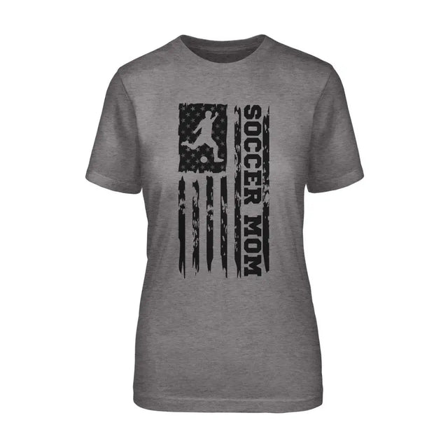 Soccer Mom Vertical Flag on a Unisex T-Shirt with a Black Graphic