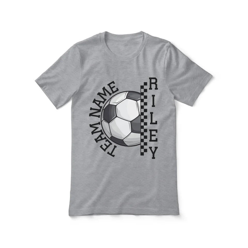 Personalized Soccer Shirt With Team and Soccer Player Name on a Unisex T-Shirt