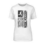 Soccer Mom Vertical Flag on a Unisex T-Shirt with a Black Graphic