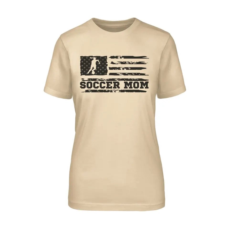 Soccer Mom Horizontal Flag on a Unisex T-Shirt with a Black Graphic
