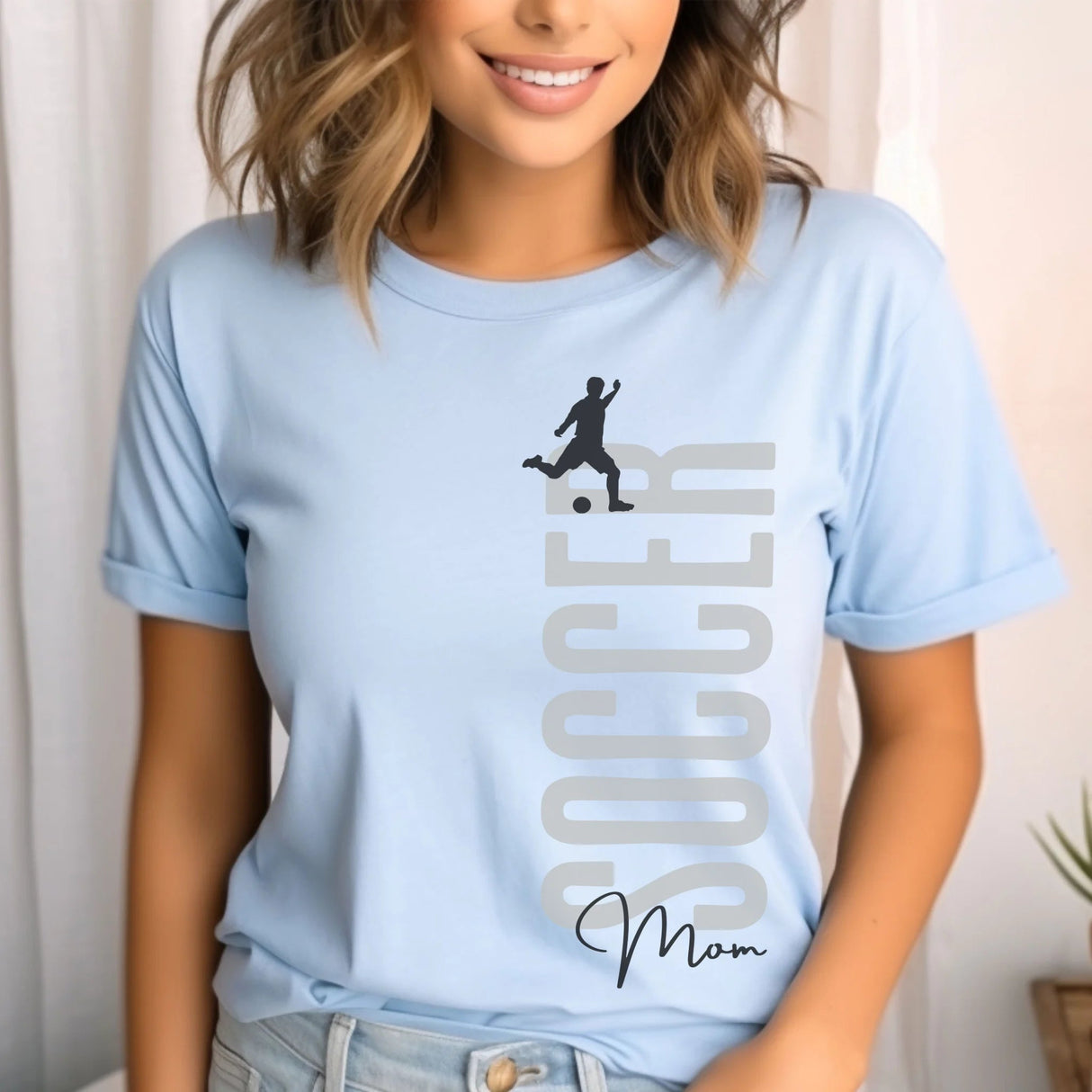 Personalized Soccer Mom Shirt With Mascot, Icon, and Soccer Player Name on a Unisex T-Shirt