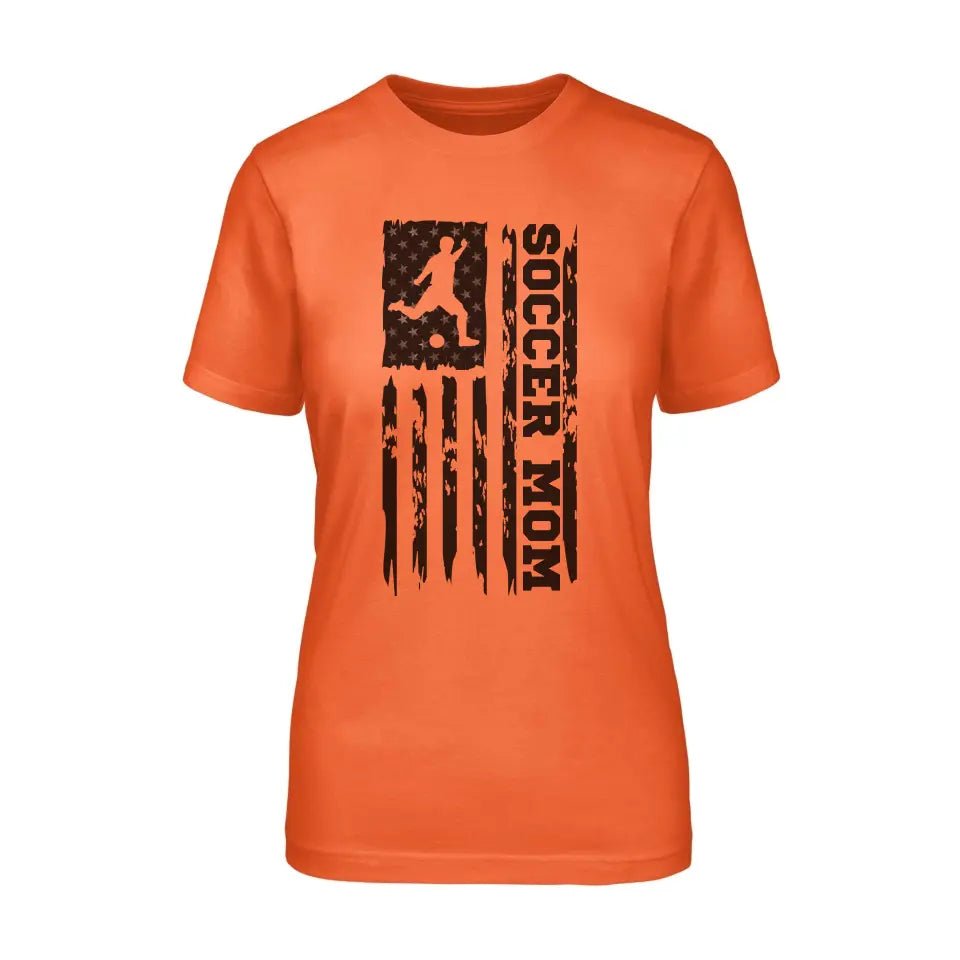 Soccer Mom Vertical Flag on a Unisex T-Shirt with a Black Graphic