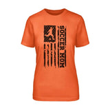 Soccer Mom Vertical Flag on a Unisex T-Shirt with a Black Graphic