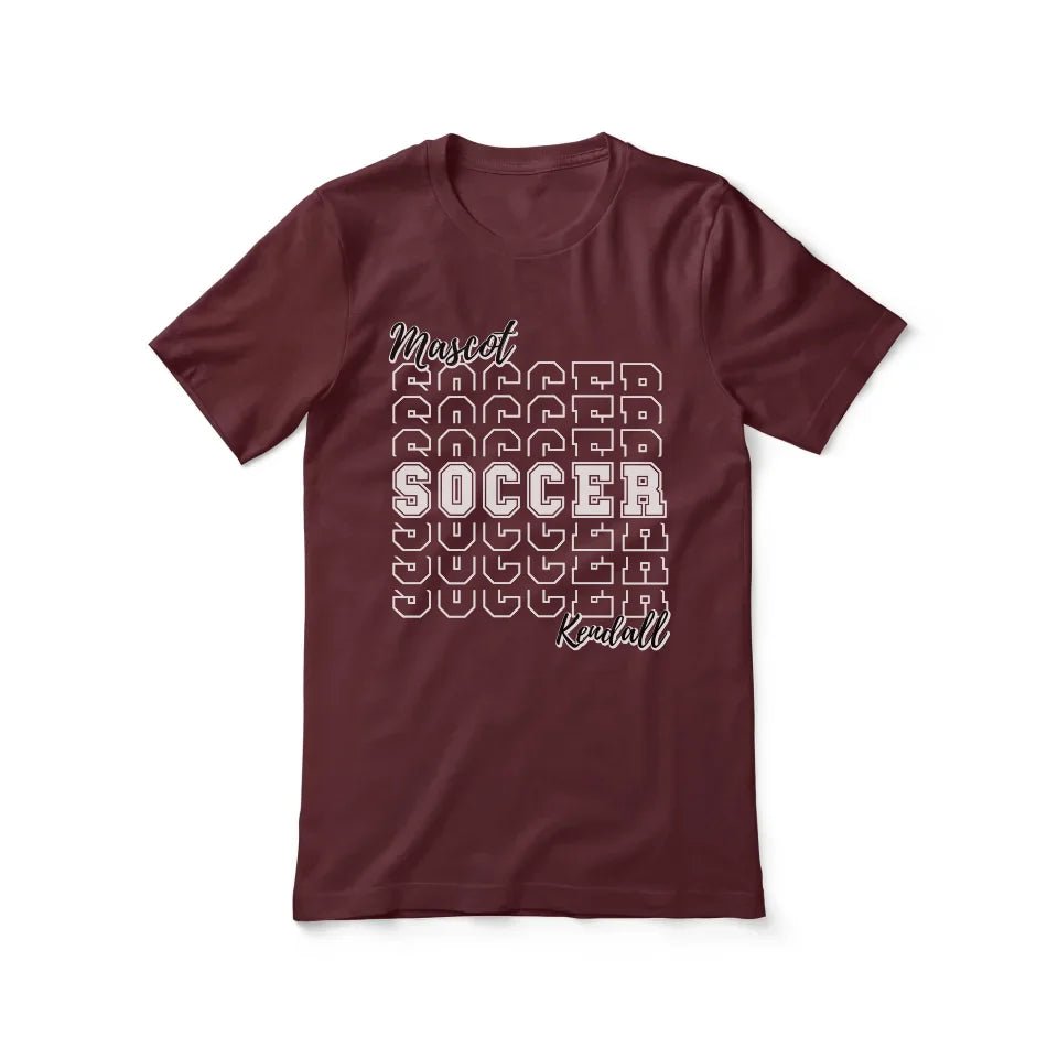 Custom Soccer Shirt With Mascot and Soccer Player Name on a Unisex T-Shirt