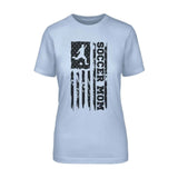 Soccer Mom Vertical Flag on a Unisex T-Shirt with a Black Graphic