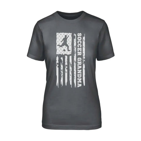 Soccer Grandma Vertical Flag on a Unisex T-Shirt with a White Graphic