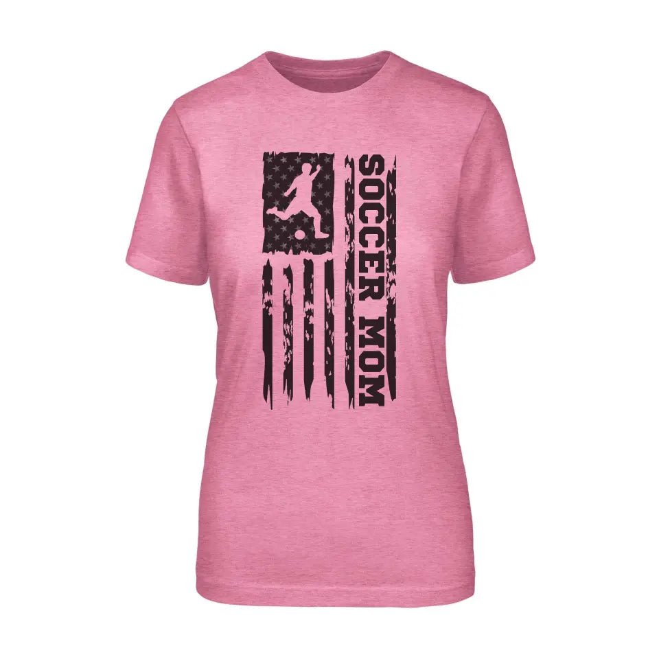 Soccer Mom Vertical Flag on a Unisex T-Shirt with a Black Graphic