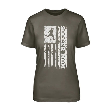Soccer Mom Vertical Flag on a Unisex T-Shirt with a White Graphic