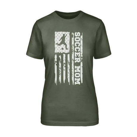Soccer Mom Vertical Flag on a Unisex T-Shirt with a White Graphic