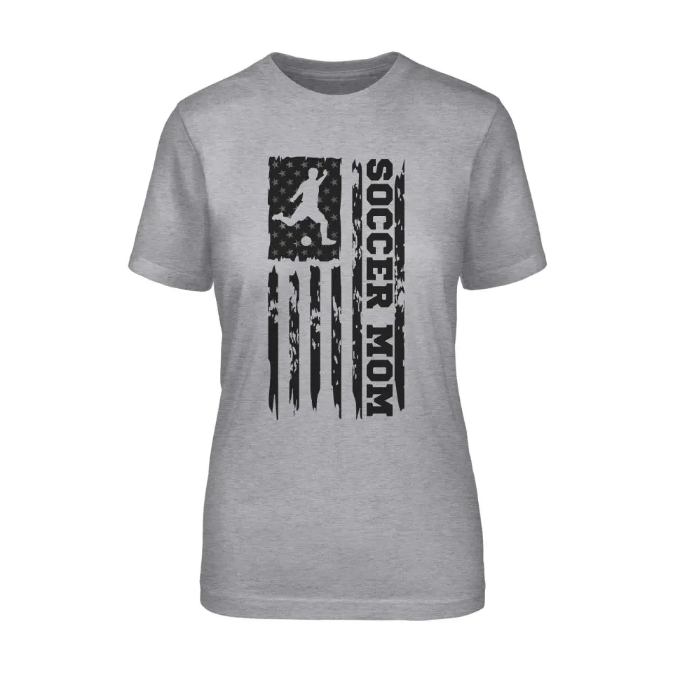 Soccer Mom Vertical Flag on a Unisex T-Shirt with a Black Graphic