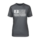Soccer Grandma Horizontal Flag on a Unisex T-Shirt with a White Graphic