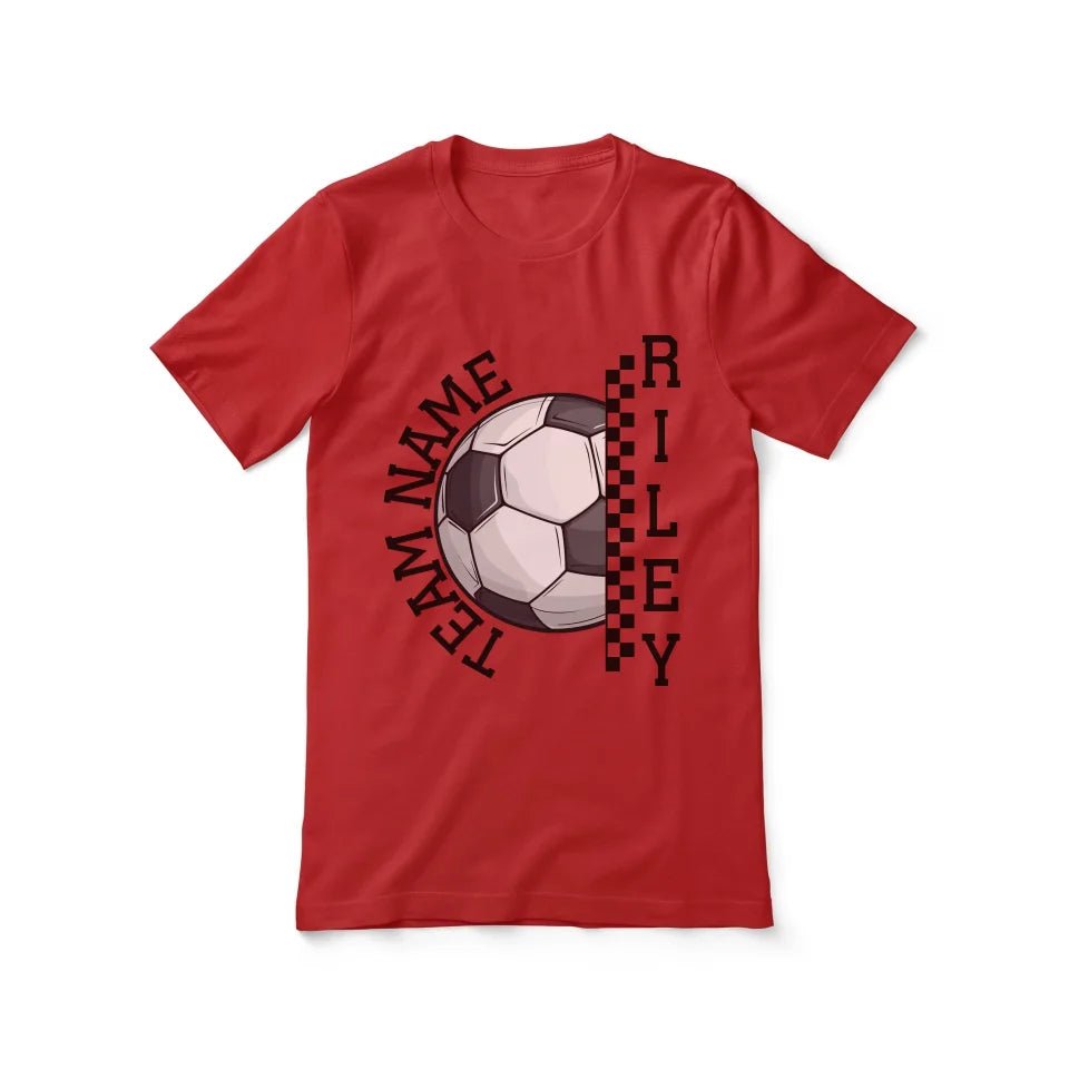 Personalized Soccer Shirt With Team and Soccer Player Name on a Unisex T-Shirt