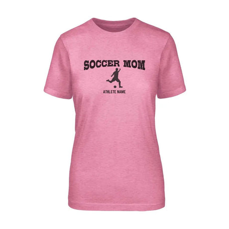 Soccer Mom with Soccer Player Icon and Soccer Player Name on a Unisex T-Shirt with a Black Graphic