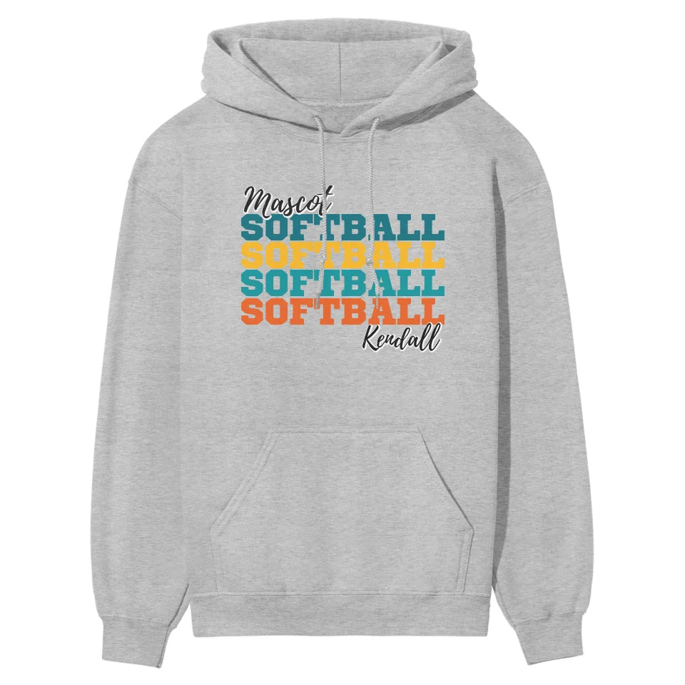 Personalized Softball Softball Softball on a Hoodie With Mascot and Softball Player Name on a Hoodie