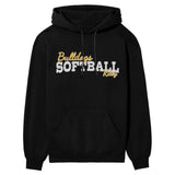 Custom Softball Mascot and Softball Player Name on a Hoodie with a White Graphic