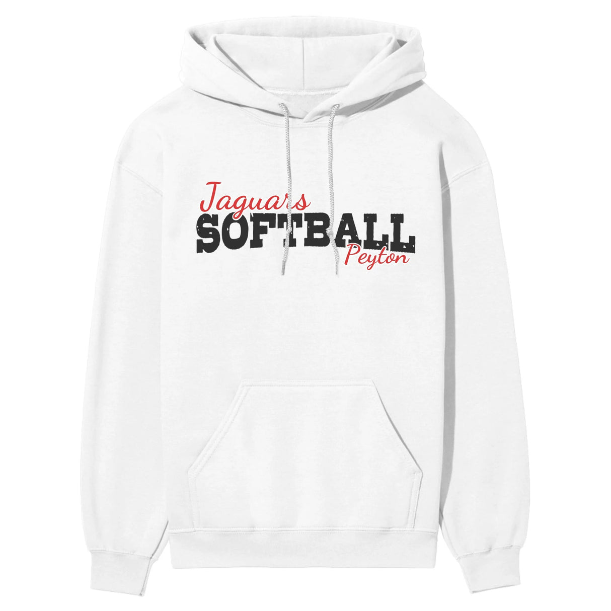 Custom Softball Mascot and Softball Player Name on a Hoodie with a Black Graphic