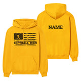 Softball Mom Horizontal Flag With Softball Player Name on a Hoodie with a Black Graphic