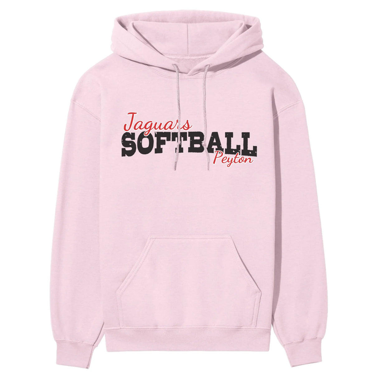 Custom Softball Mascot and Softball Player Name on a Hoodie with a Black Graphic