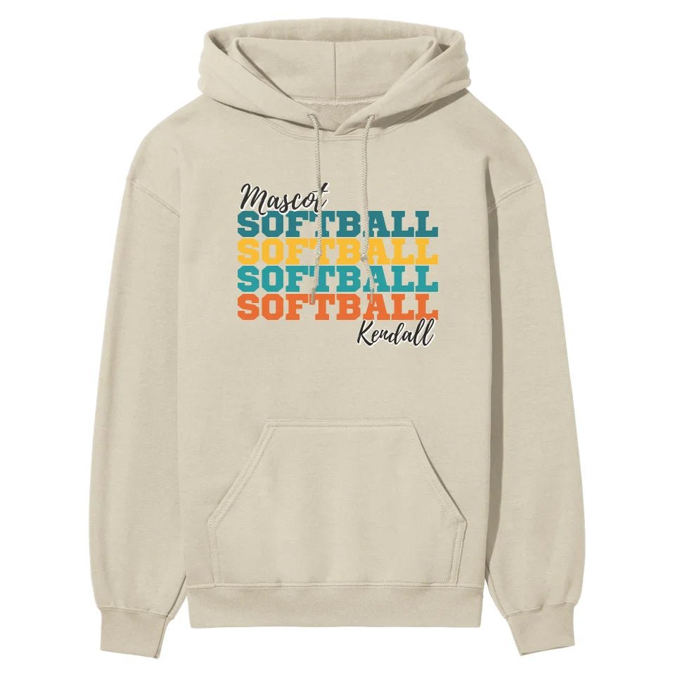 Personalized Softball Softball Softball on a Hoodie With Mascot and Softball Player Name on a Hoodie