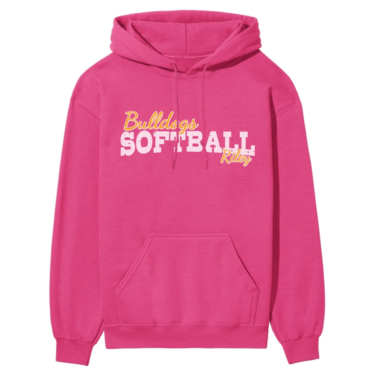 Custom Softball Mascot and Softball Player Name on a Hoodie with a White Graphic