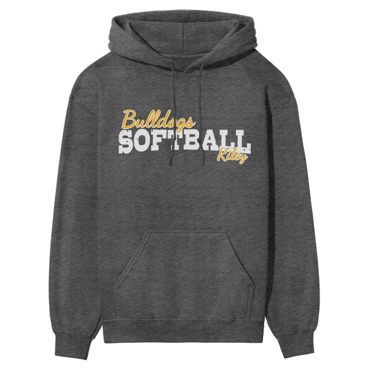 Custom Softball Mascot and Softball Player Name on a Hoodie with a White Graphic