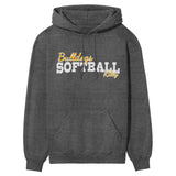 Custom Softball Mascot and Softball Player Name on a Hoodie with a White Graphic