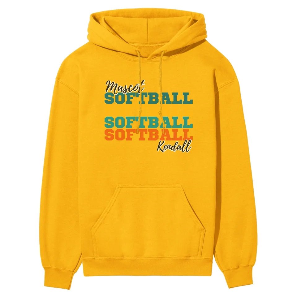 Personalized Softball Softball Softball on a Hoodie With Mascot and Softball Player Name on a Hoodie