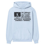 Softball Grandma Horizontal Flag on a Hoodie with a Black Graphic